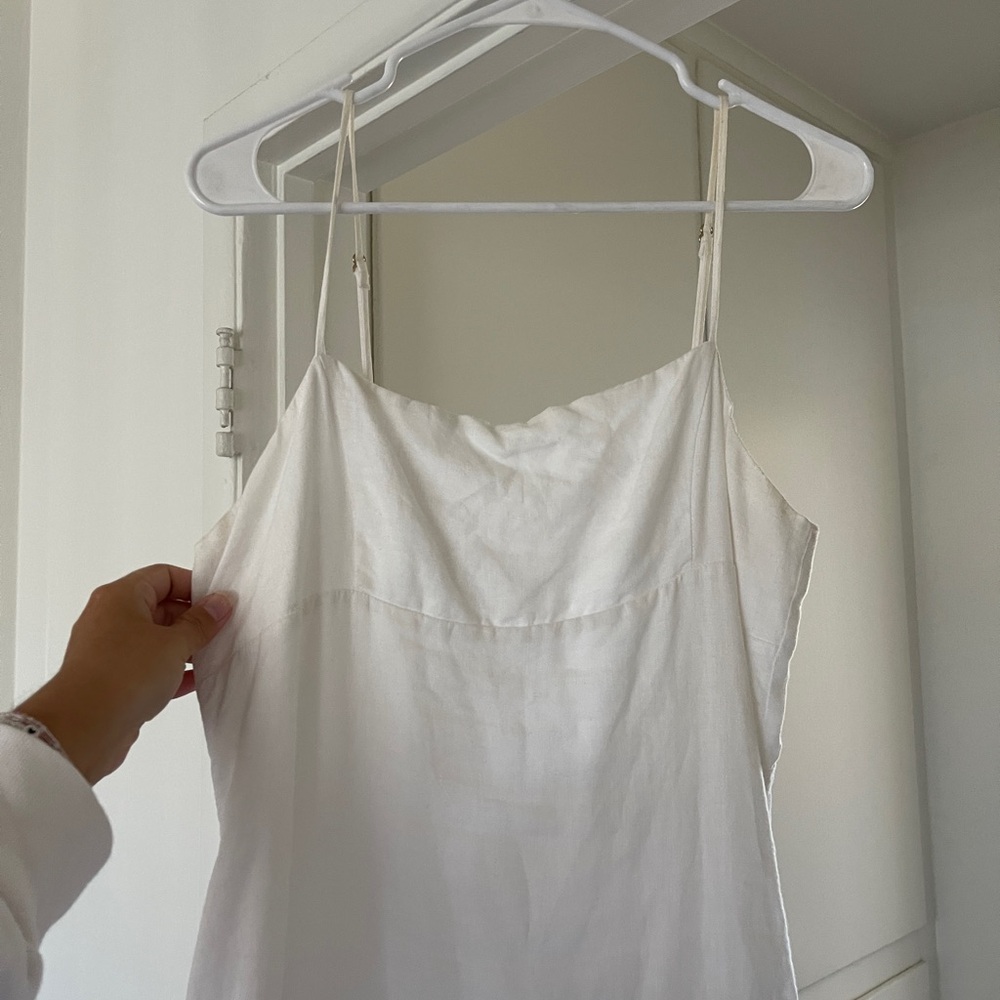 DISSH White Backless Dress with Thin Straps